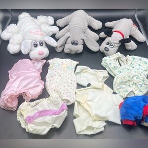 Pound Puppies-‎ Vintage Plush Dog Set of 3 with Baby Outfits